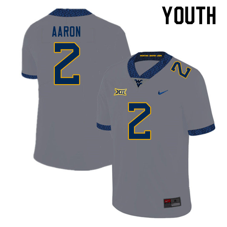 Youth #2 Jeremiah Aaron West Virginia Mountaineers College Football Jerseys Sale-Gray - Click Image to Close